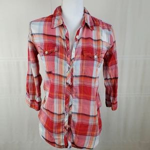 Aeropostale cotton button up plaid shirt M